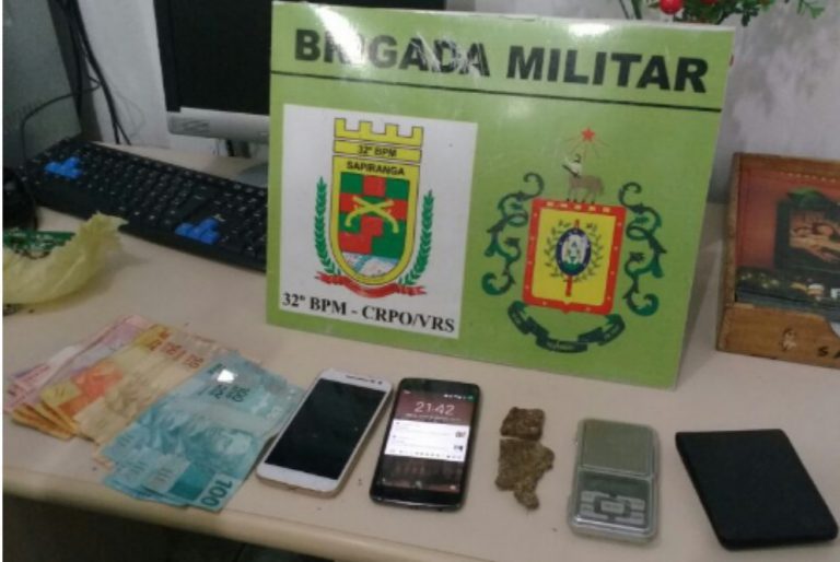 Brigada Militar de Sapiranga realiza prisão por tráfico de drogas